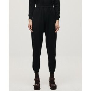 Babaa no25 Black Knit Jogger Pants Trouser High Rise Waistband Tapered Wool
